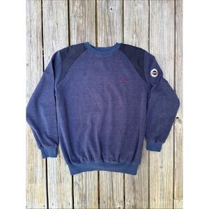 ISKO Vintage 90s Style Navy Utility Jacquard Knit Sweatshirt Mens 2XL CRISTAL